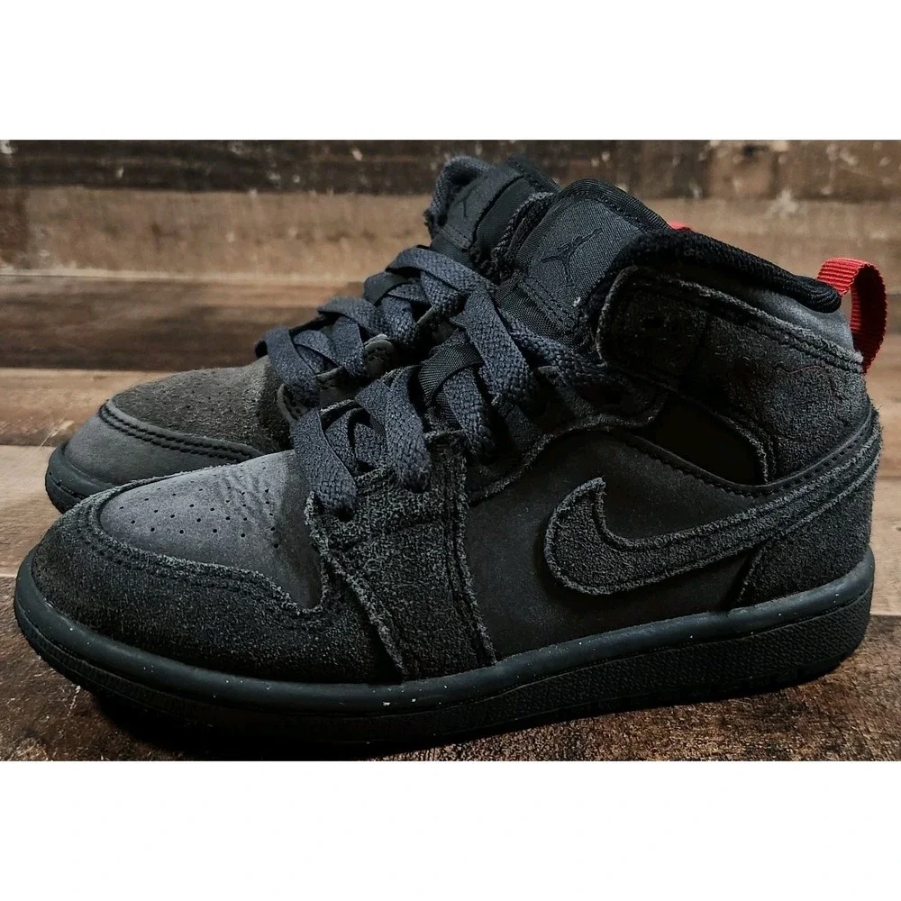 Air Jordan 1 Toddler 11C Black Mid SE Craft TD Dark Smoke Red FQ7754-001